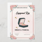 ピンクの花の水彩画のエンゲージメント招待状 招待状 (正面/裏面)