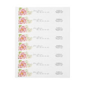 ピンクの花の水彩画のブライダルシャワー ラップアラウンドラベル (シート)