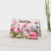 ピンクの花の水彩画の感謝カード カード (正面)