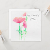 ピンクの花の水彩画の母の日カード カード (正面/裏面インサイチュ)