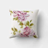 ピンクの花の水彩画の花 エレガント おしゃれ クッション (裏面)