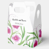 ピンクの花の水彩画ハンドペイント フェイバーボックス (オープン)