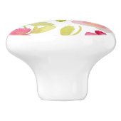 ピンクの花の水彩画パターン セラミックノブ (側面)