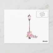 ピンクの花の水彩画パリをテーマにしたドライブバイシャワー ポストカード (裏面)