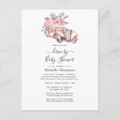 ピンクの花の水彩画パリをテーマにしたドライブバイシャワー ポストカード (正面)