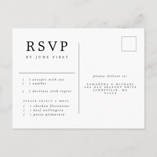 ピンクの花の水彩画 ウェディングRSVP返信 インビテーションポストカード (裏面)