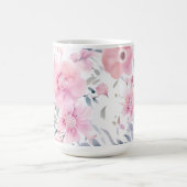 ピンクの花の水彩画 コーヒーマグカップ (中央)