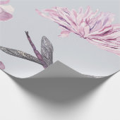 ピンクの花の水彩画 ラッピングペーパー (角)