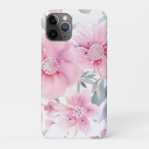 ピンクの花の水彩画 