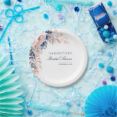 ピンクの花の水彩筆記体ウェディングシャワー ペーパープレート (パーティー)