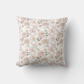 ピンクの花の水彩絵の具 クッション (正面)