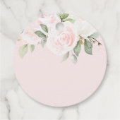 ピンクの花の水彩 ゴールドのブライダルシャワー フェイバータグ (裏面)