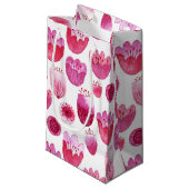 ピンクの花の水彩 スモールペーパーバッグ (正面アングル)