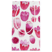 ピンクの花の水彩 スモールペーパーバッグ (正面)