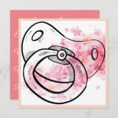 ピンクの花の水彩 - ベビーシャワー招待状 招待状 (正面/裏面)