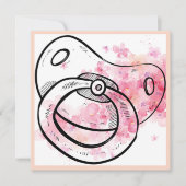 ピンクの花の水彩 - ベビーシャワー招待状 招待状 (正面)