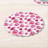 ピンクの花の水彩 ペーパーコースター (アングル)