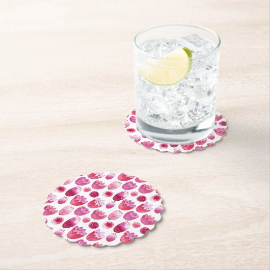 ピンクの花の水彩 ペーパーコースター (インサイチュ)