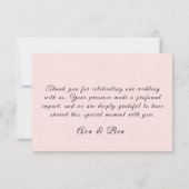 ピンクの花の水色の結婚馬 サンキューカード (裏面)