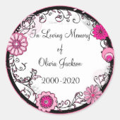 ピンクの花の渦巻形のカスタマイズ可能な悔やみや弔慰シール ラウンドシール (正面)