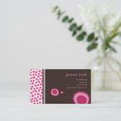 ピンクの花の点とハッピーバードおもしろいプロファイルカード/ 名刺 (スタンド正面)