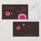 ピンクの花の点とハッピーバードおもしろいプロファイルカード/ 名刺 (正面/裏面)