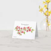 ピンクの花の無地ノートカード カード (黄色い花)