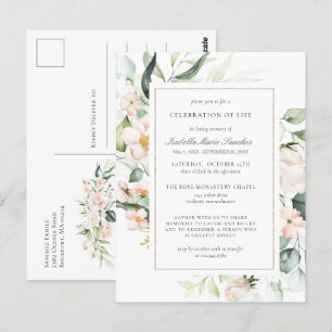 ピンクの花の生命のお祝い葬儀ポストカード ポストカード