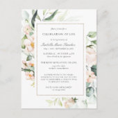 ピンクの花の生命のお祝い 追悼カード ポストカード (正面)