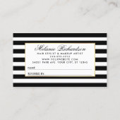 ピンクの花の白黒ストライプのな紹介 名刺 (裏面)