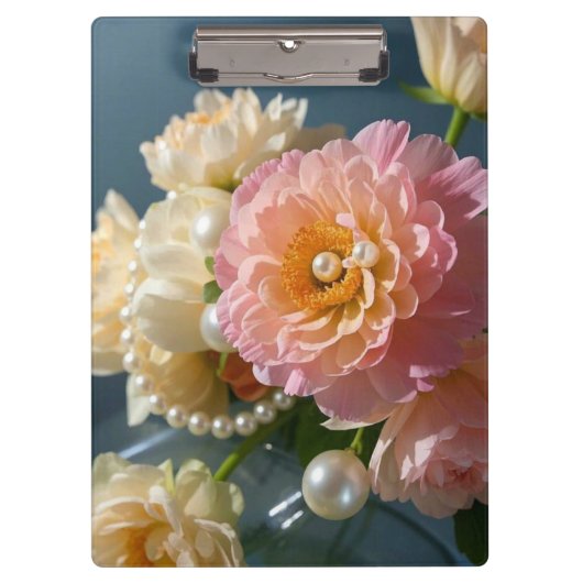 ピンクの花の真珠 クリップボード (正面)