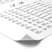 ピンクの花の着座図テーブル番号（アルファベット順） ポスター