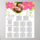 ピンクの花の着座図テーブル番号（アルファベット順） ポスター