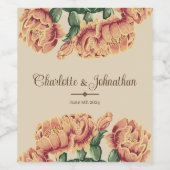 ピンクの花の砂漠のサボテンの結婚梨 ワインラベル (シングルラベル)