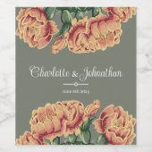 ピンクの花の砂漠のサボテンの結婚梨 ワインラベル (シングルラベル)