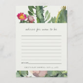 ピンクの花の砂漠のサボテン動物のアドバイス ベビーシャワー エンクロージャーカード (正面)