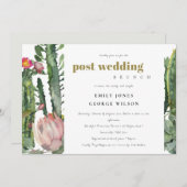 ピンクの花の砂漠のサボテン　野生動物　結婚式後のお茶会 招待状 (正面/裏面)