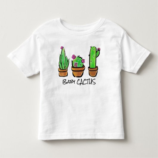 ピンクの花の砂漠サボテンの多肉植物 トドラーTシャツ (正面)