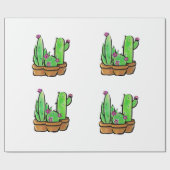 ピンクの花の砂漠サボテンの多肉植物 ラッピングペーパー (フラット)