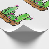 ピンクの花の砂漠サボテンの多肉植物 ラッピングペーパー (角)