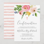 ピンクの花の確認 招待状 (正面/裏面)