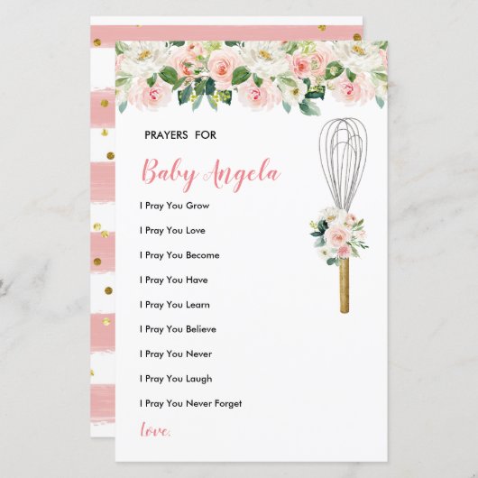 ピンクの花の祈りの言葉ベビーの緑のフローラ (正面/裏面)