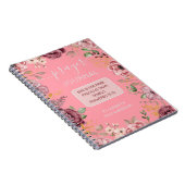 ピンクの花の祈りの言葉雑誌帳 ノートブック (右側)