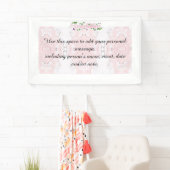 ピンクの花の祝賀テキストバナー 横断幕 (インサイチュ)