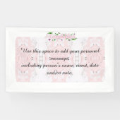 ピンクの花の祝賀テキストバナー 横断幕 (横)