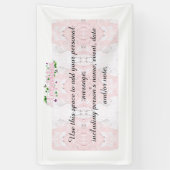 ピンクの花の祝賀テキストバナー 横断幕 (縦)