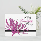 ピンクの花の第18誕生日のパーティの招待状カード 招待状 (スタンド正面)