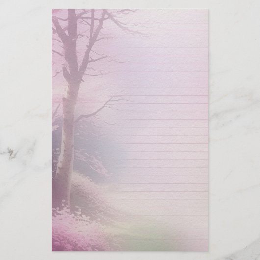 ピンクの花の筆記用紙&ジャーナルEphemera 便箋 (正面)