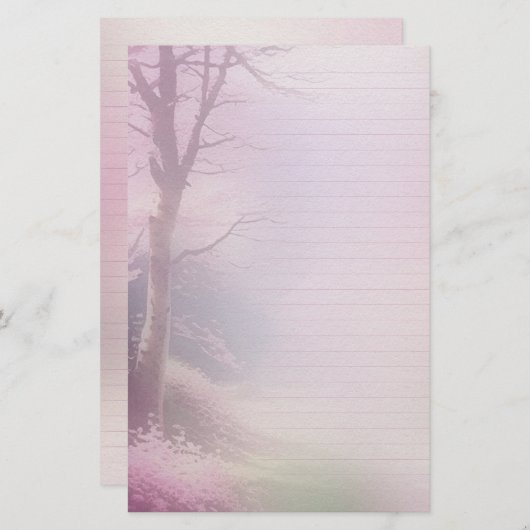 ピンクの花の筆記用紙&ジャーナルEphemera 便箋 (正面/裏面)