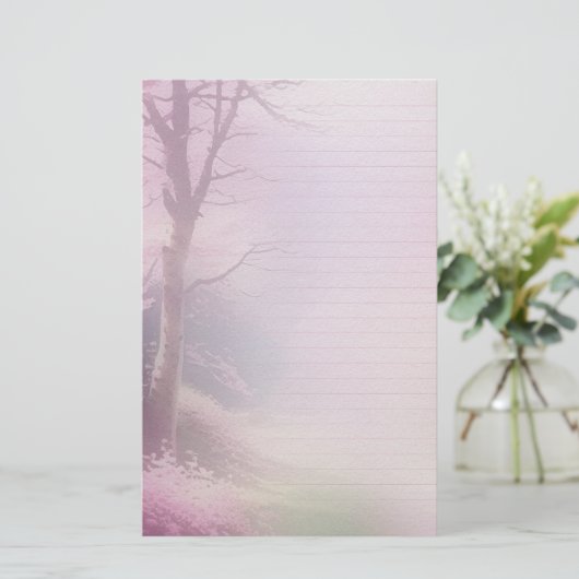 ピンクの花の筆記用紙&ジャーナルEphemera 便箋 (スタンド正面)